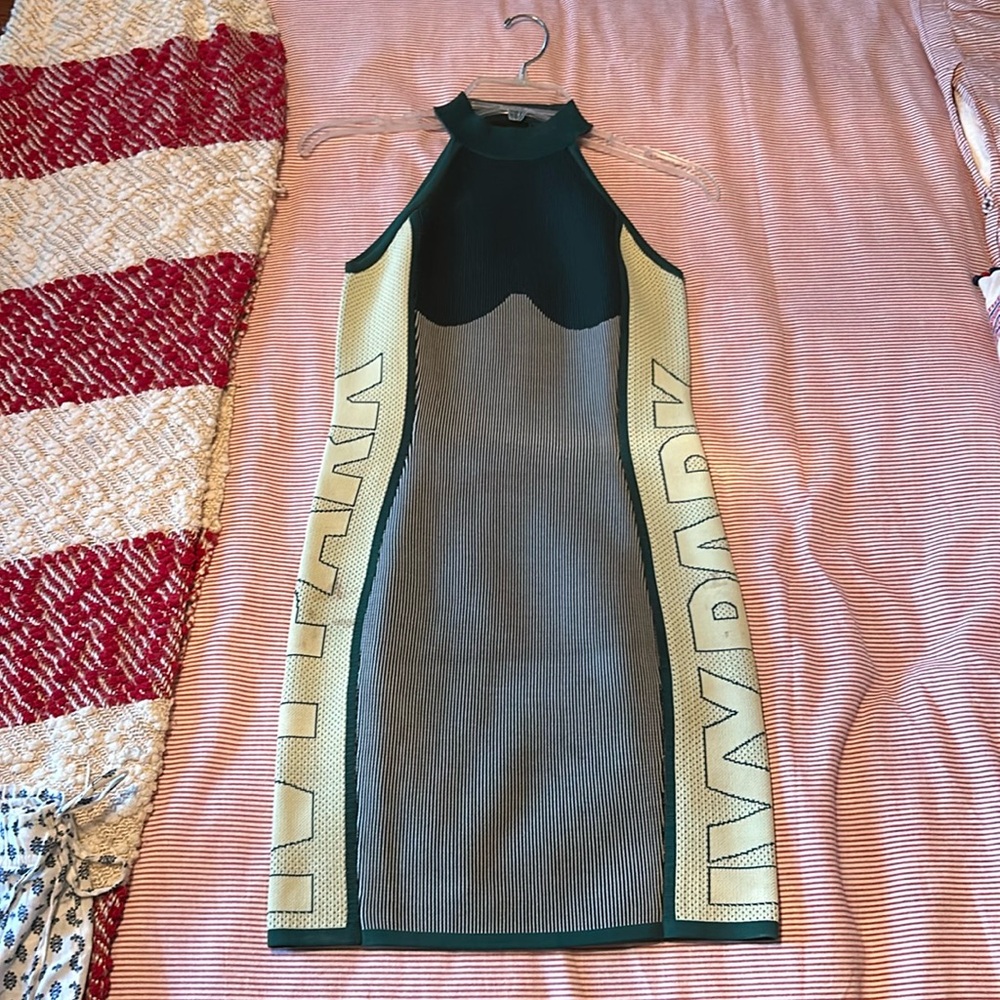 Green striped Ivy Park for Adidas sleeveless knit dress